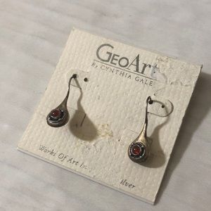 GeoArt Sterling Silver Teardrop Earrings - Red